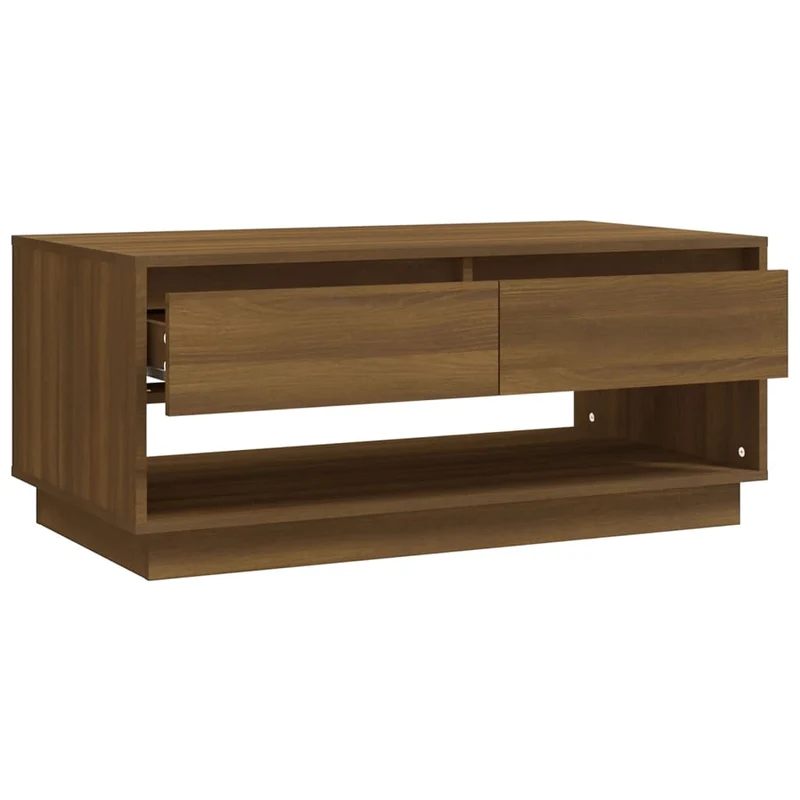 Table basse avec tiroirs design rustique moderne 102,5 x 55 x 44 cm bois d'ingénierie marron DEC038617