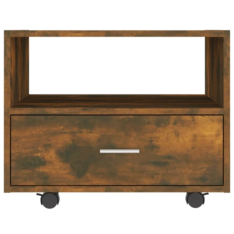 Table basse sur roulettes avec tiroir design rustique 55 x 55 x 40 cm bois d'ingénierie marron DEC038434