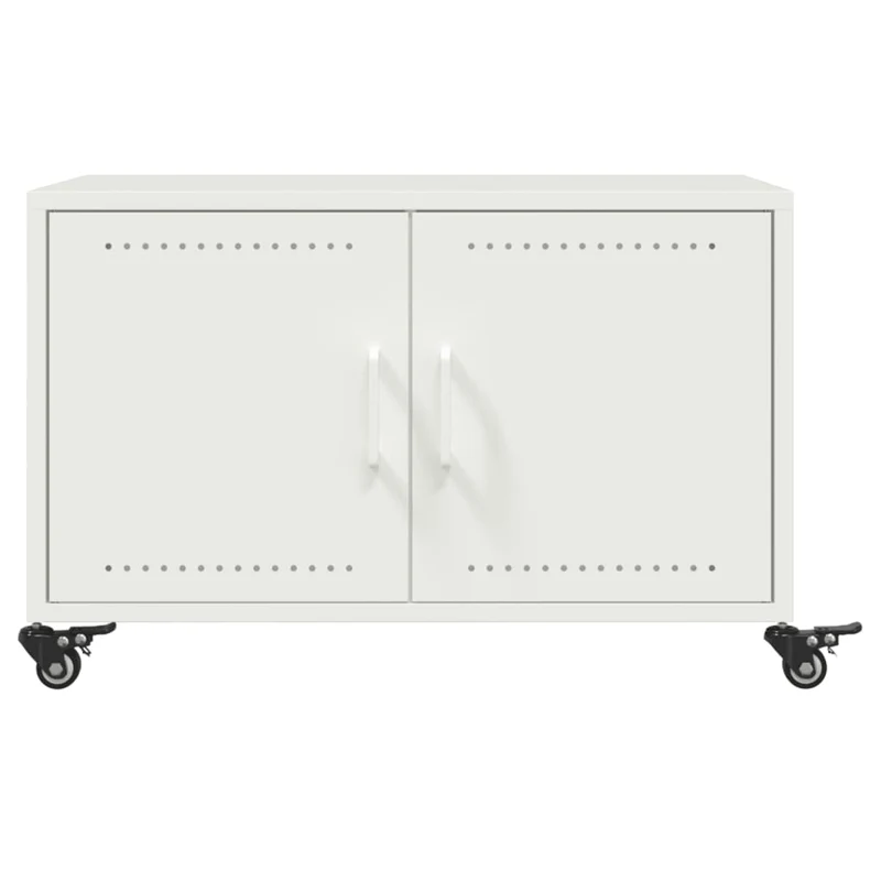 Table basse sur roulettes design industriel 68 x 50 x 43,5 cm acier blanc DEC037935