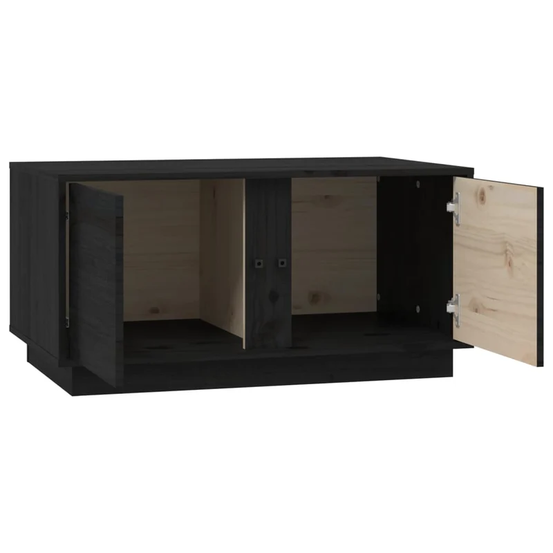 Table basse avec 2 compartiments design rustique moderne 80 x 50 x 40 cm bois massif de pin noir DEC039774