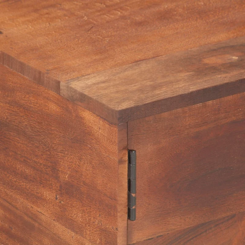 Table basse design rustique moderne 67 x 67 x 45 cm bois solide d'acacia et fer doré DEC039490