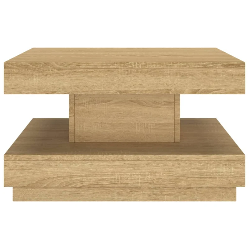 Table basse design rustique moderne 60 x 60 x 35 cm MDF couleur chêne DEC039441