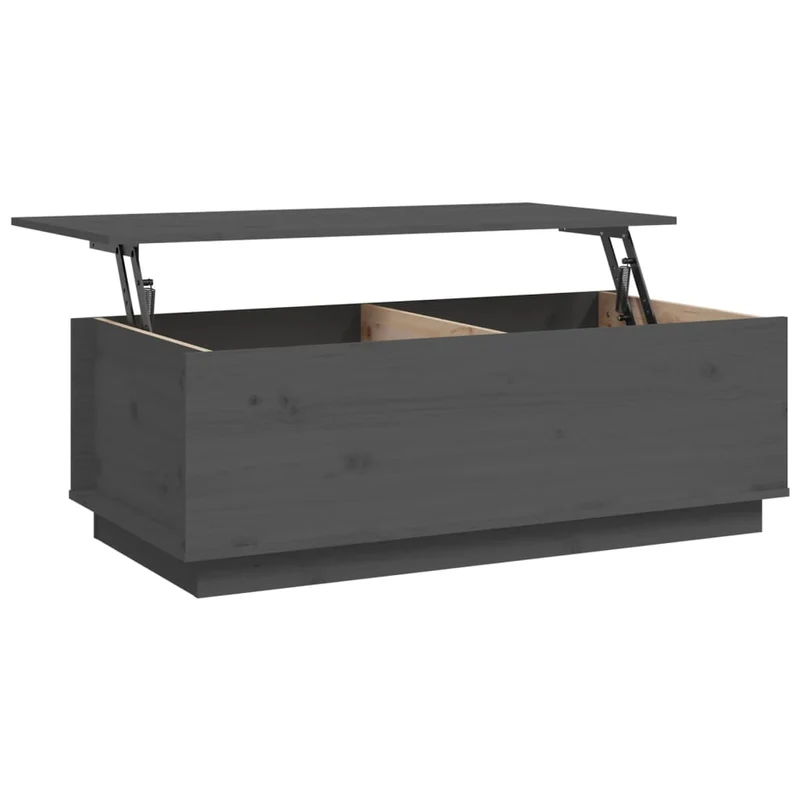 Table basse avec plateau relevable design moderne 100 x 50 x 35 cm bois massif de pin gris DEC039149