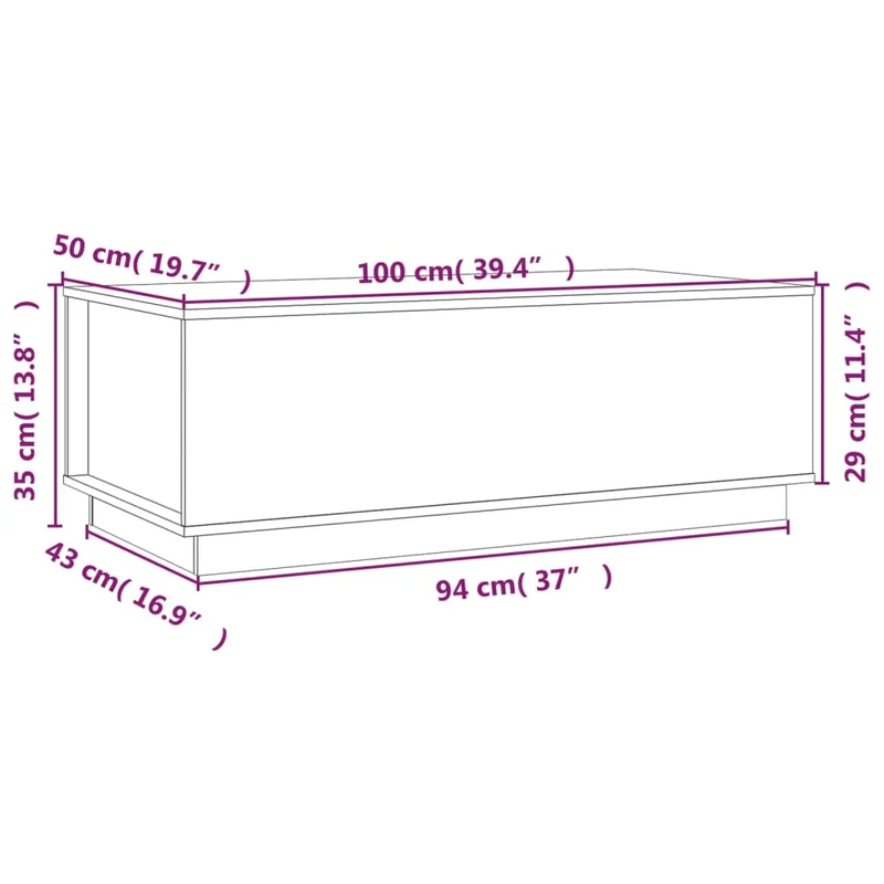 Table basse avec plateau relevable design moderne 100 x 50 x 35 cm bois massif de pin gris DEC039149