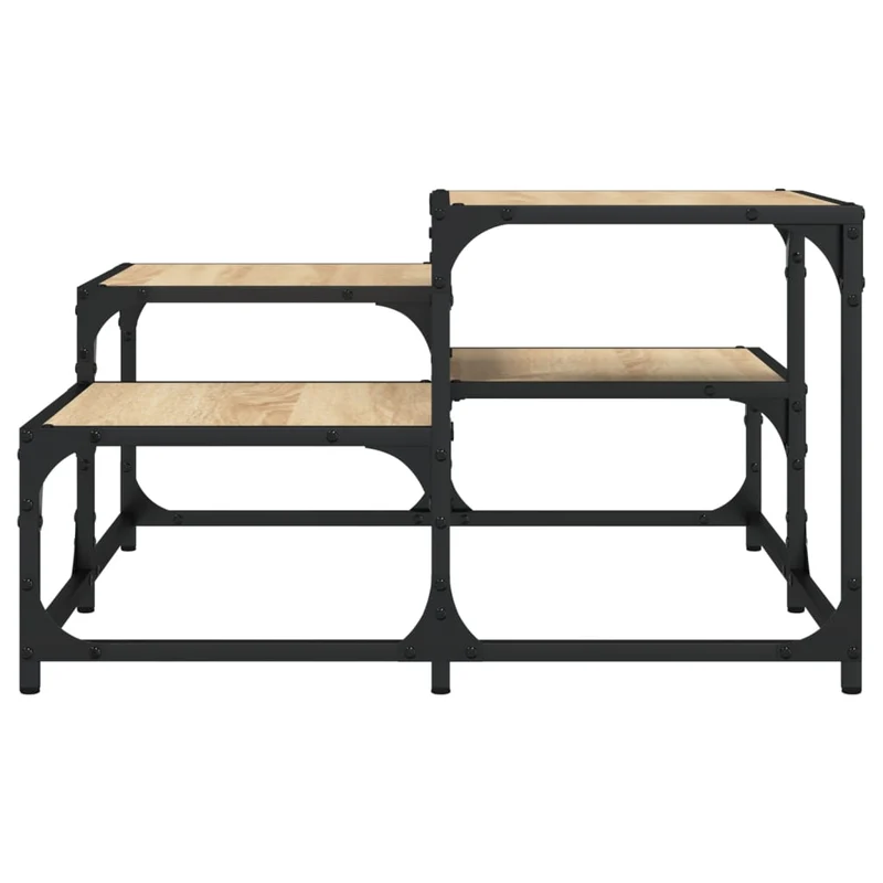 Table basse avec étagères design industriel 68 x 68 x 40 cm bois d'ingénierie et métal DEC038984