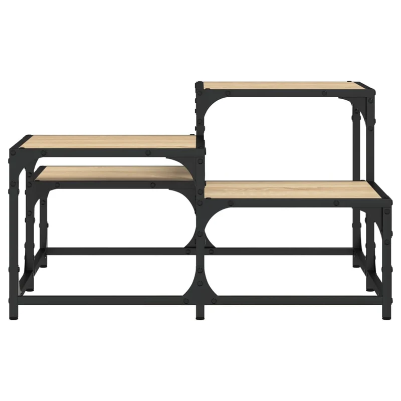 Table basse avec étagères design industriel 68 x 68 x 40 cm bois d'ingénierie et métal DEC038984