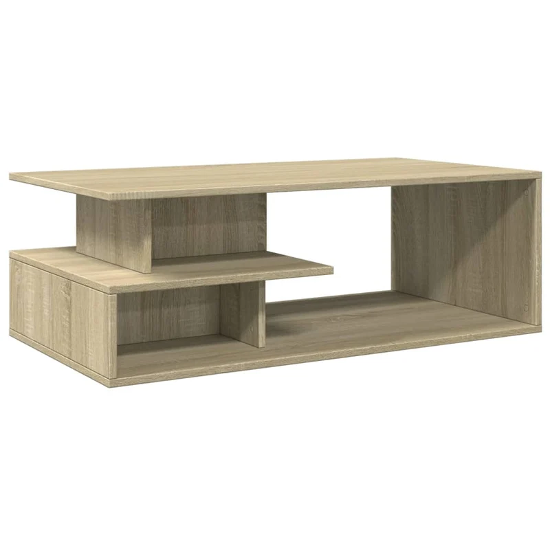 Table basse avec étagères design rustique moderne 102 x 55 x 35 cm bois d'ingénierie couleur chêne DEC038911