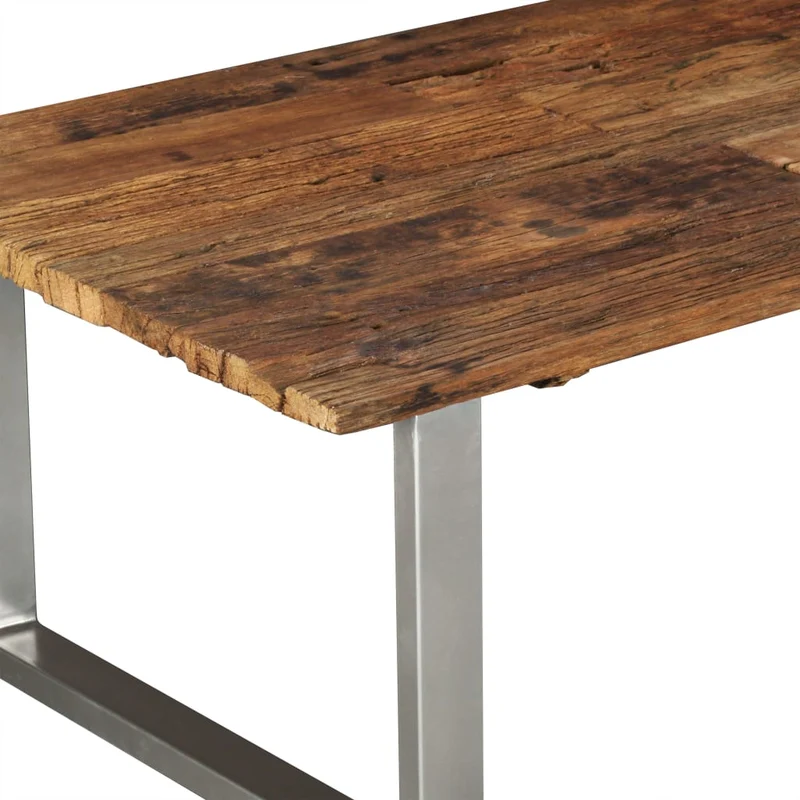 Table basse design industriel bois de récupération massif pieds en fer 100 x 60 x 38 cm DEC038245