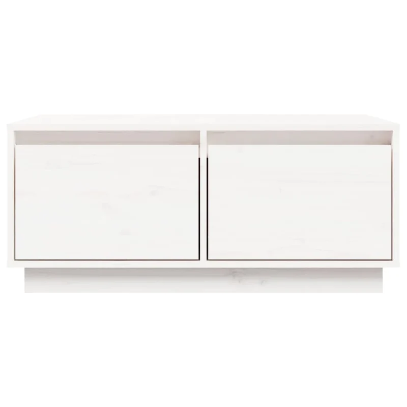 Table basse avec deux tiroirs design moderne 80 x 50 x 35 cm bois massif de pin blanc DEC037951
