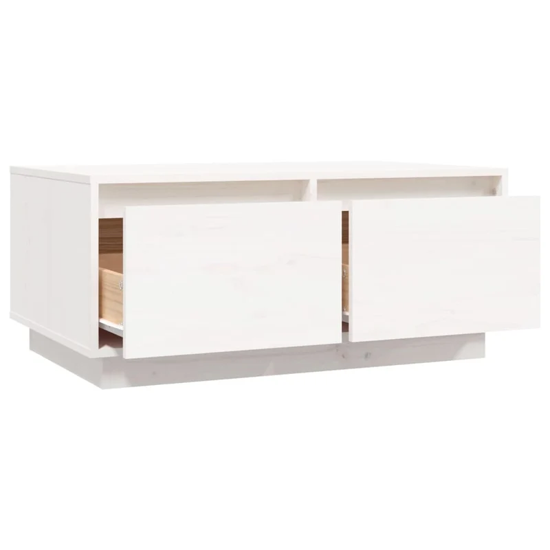 Table basse avec deux tiroirs design moderne 80 x 50 x 35 cm bois massif de pin blanc DEC037951
