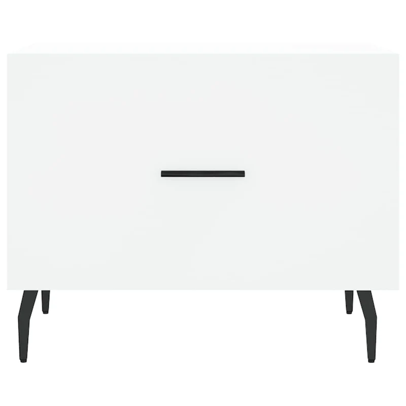 Table basse avec tiroir design moderne 50 x 50 x 40 cm bois d'ingénierie blanc et fer DEC037879