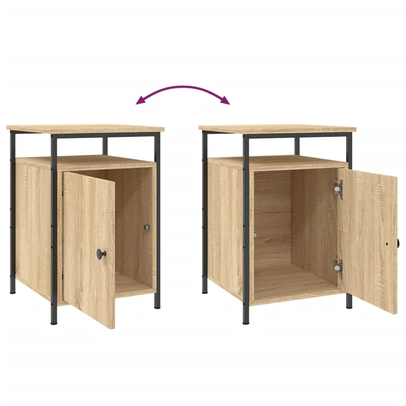 Table de chevet avec grand espace de rangement 40 x 42 x 60 cm bois d'ingénierie et fer DEC033872
