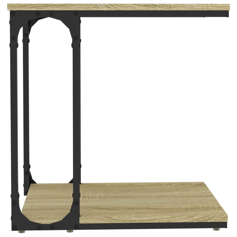 Table d'appoint bout de canapé forme de C 50 x 35 x 52 cm bois d'ingénierie et acier DEC032419