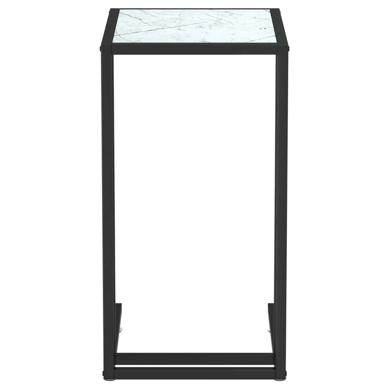 Table d'appoint table d'ordinateur 50 x 35 x 65cm verre trempé aspect marbre blanc et fer DEC032509