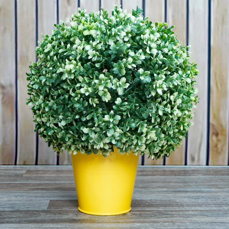 Boule de buis artificiel en forme de topiaire décoration intérieur ou extérieur diamètre 35 cm blanc 04_0006006
