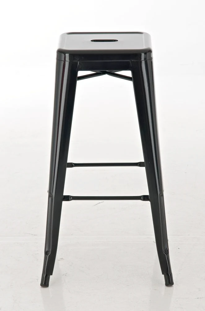 Lot de 2 tabourets de bar style industriel en métal avec repose-pieds noir TDB10119