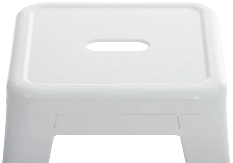 Tabouret bas design industriel hauteur fixe 46 cm en métal blanc 10_0005492