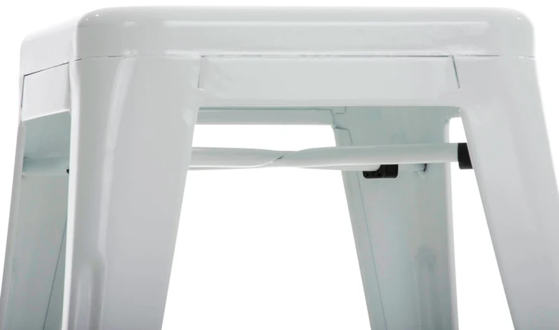 Tabouret bas design industriel hauteur fixe 46 cm en métal blanc 10_0005492