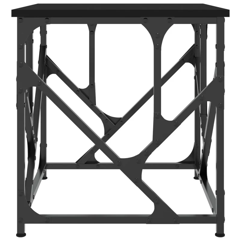Table basse table d'appoint design industriel 45 x 45 x 47,5 cm bois d'ingénierie noir et métal DEC039649
