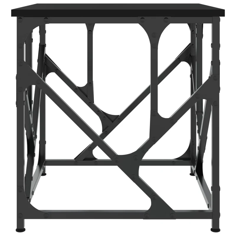 Table basse table d'appoint design industriel 45 x 45 x 47,5 cm bois d'ingénierie noir et métal DEC039649