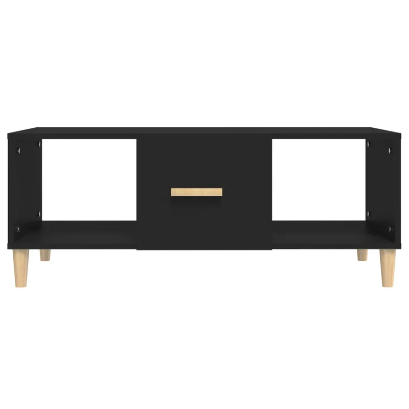 Table basse avec 2 compartiments ouverts design moderne 102 x 50 x 40 cm bois d'ingénierie noir DEC039593