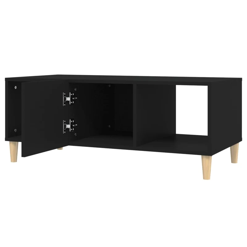 Table basse avec 2 compartiments ouverts design moderne 102 x 50 x 40 cm bois d'ingénierie noir DEC039593