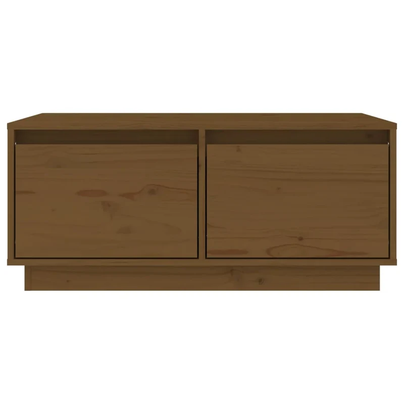 Table basse avec deux tiroirs design moderne 80 x 50 x 35 cm bois massif de pin marron DEC039496