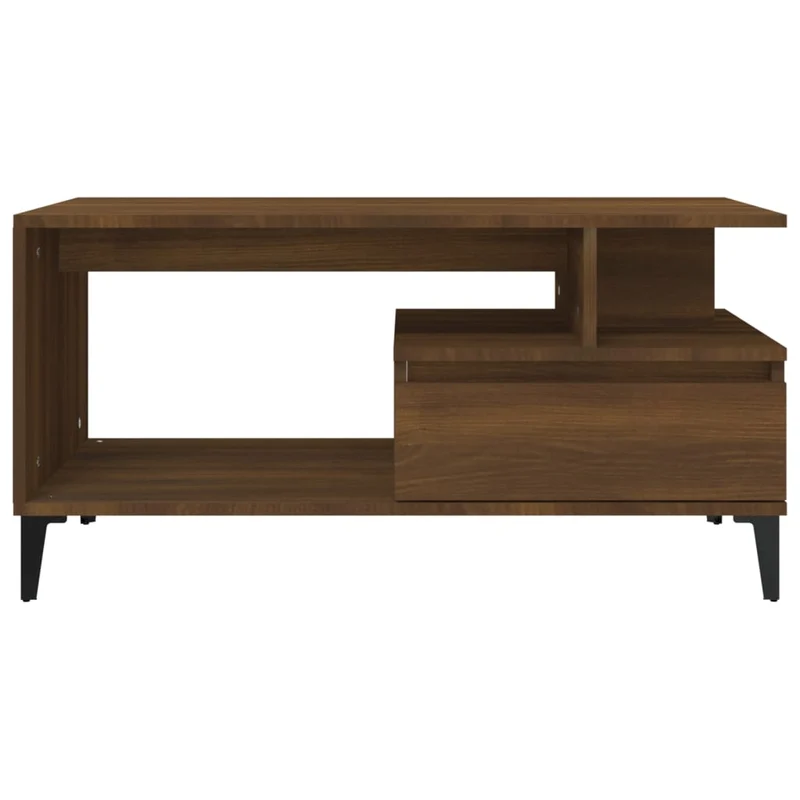 Table basse avec tiroir et étagère design moderne 90 x 49 x 45 cm bois d'ingénierie marron DEC038782