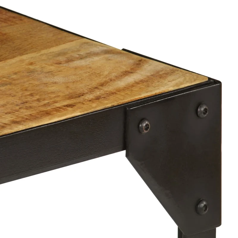 Table basse design rustique et industriel bois massif de manguier et acier 110 cm DEC038276