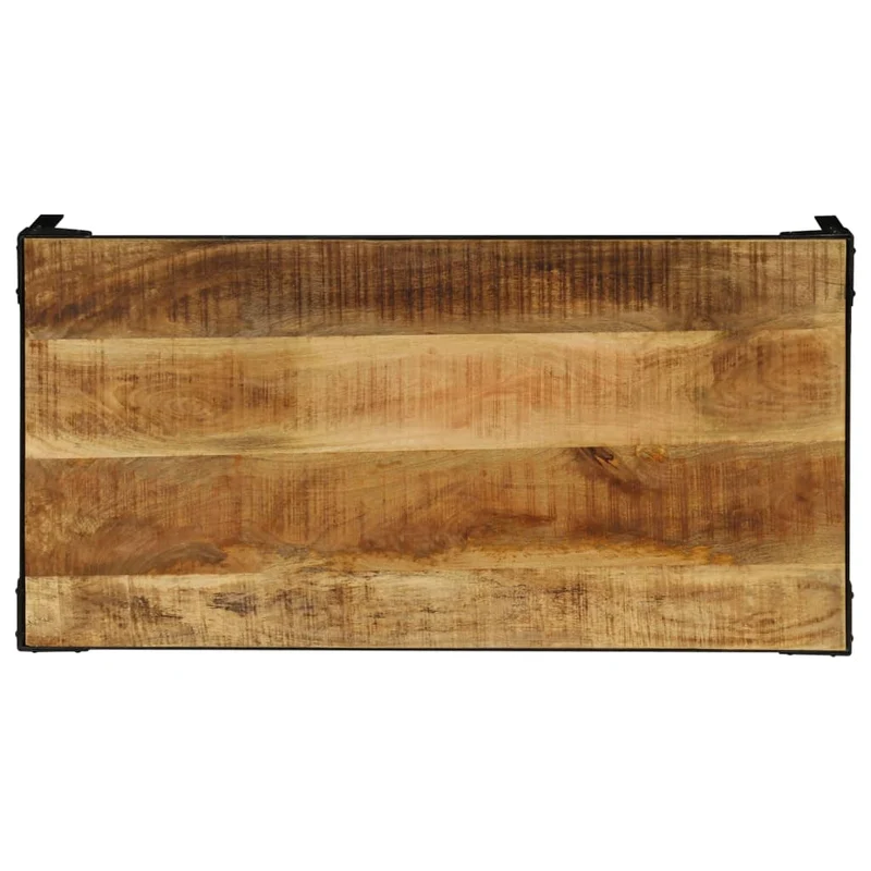 Table basse design rustique et industriel bois massif de manguier et acier 110 cm DEC038276