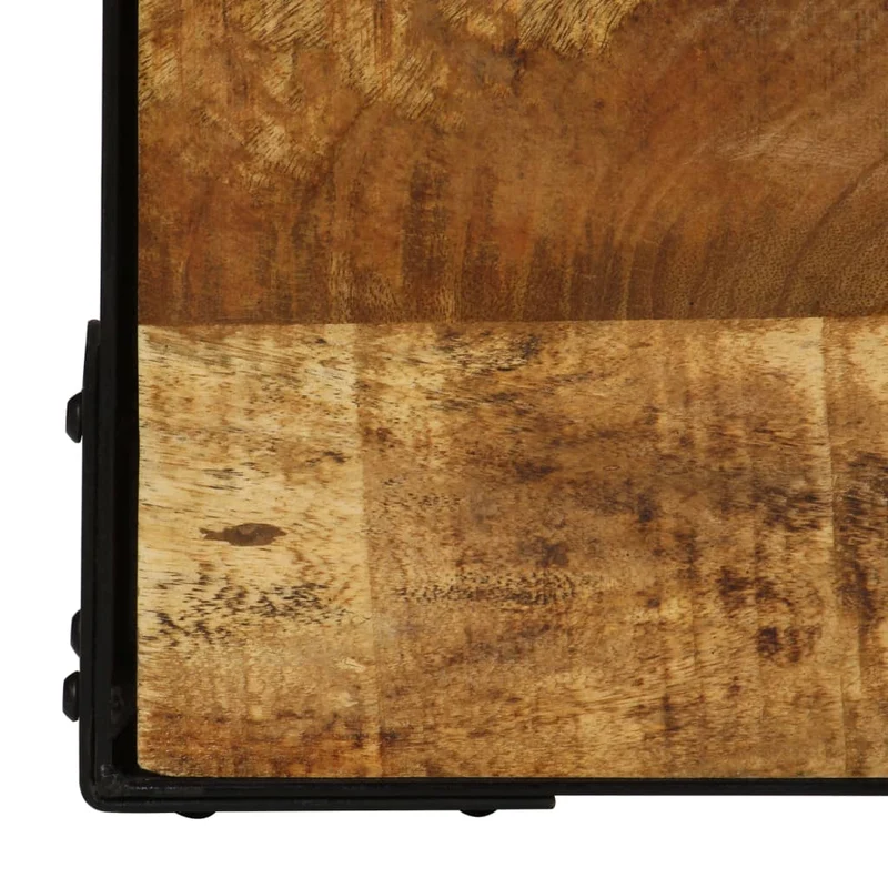 Table basse design rustique et industriel bois massif de manguier et acier 110 cm DEC038276