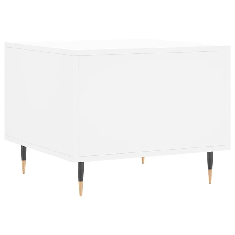 Table basse avec tiroir design moderne et contemporaine 50 x 50 x 40 cm bois d'ingénierie blanc et fer DEC037887