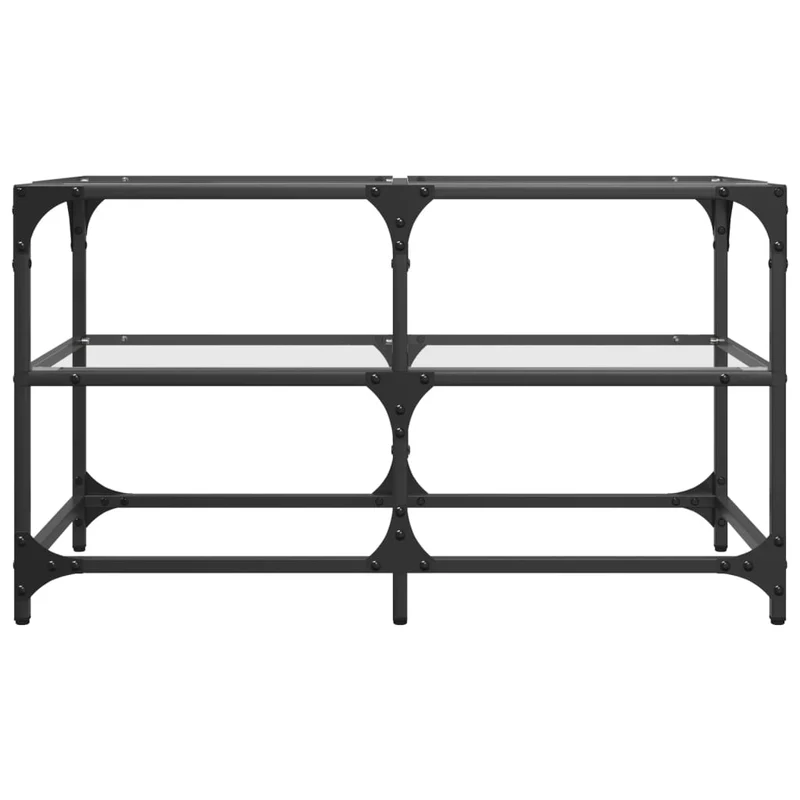 Table basse de salon design moderne avec dessus en verre transparent 78,5 x 40 x 45cm acier DEC037375