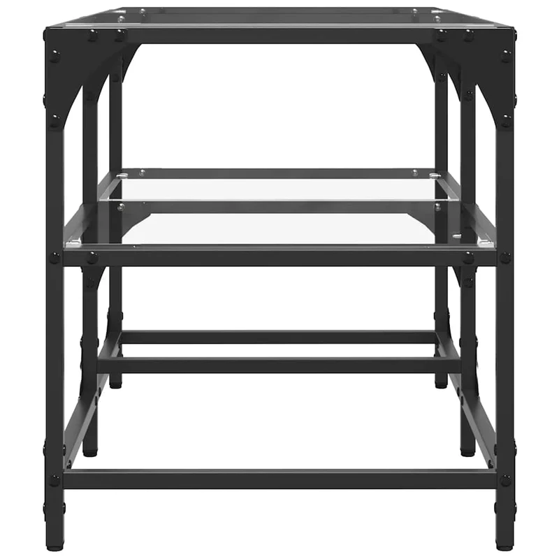 Table basse de salon design moderne avec dessus en verre transparent 78,5 x 40 x 45cm acier DEC037375
