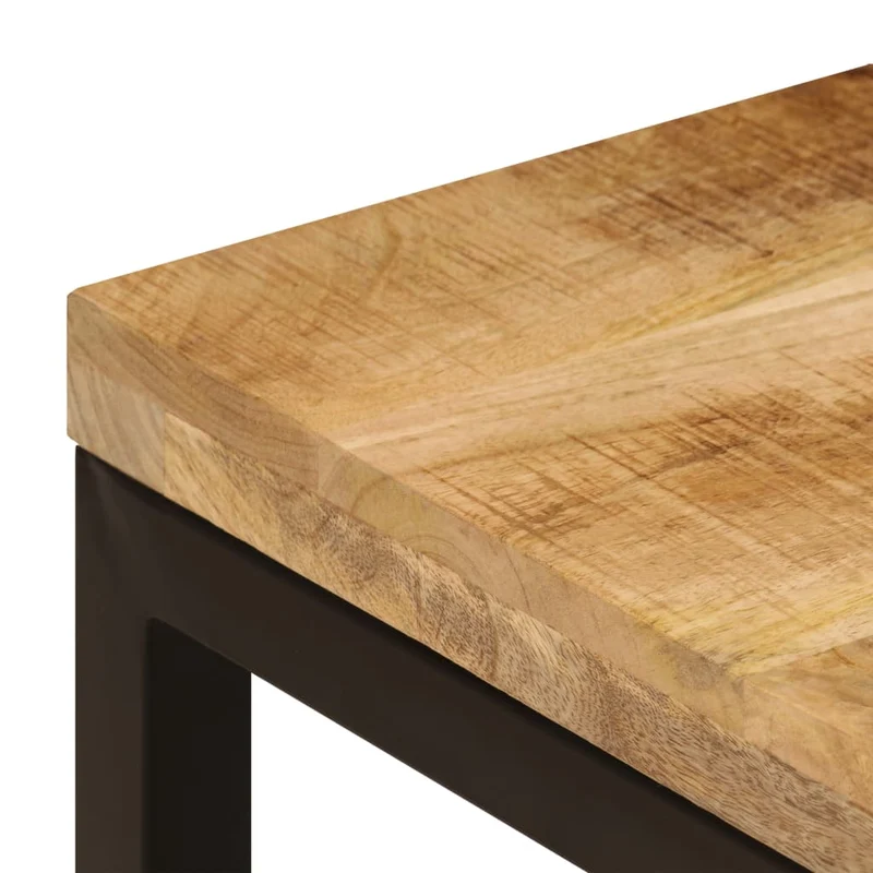 Table basse de salon design rustique 100 x 50 x 35 cm bois de manguier solide et acier DEC036924