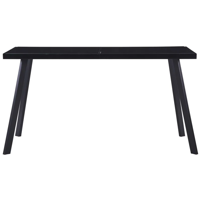 Table de salle à manger design simple 140 x 70 x 75 cm verre trempé noir et acier DEC036879