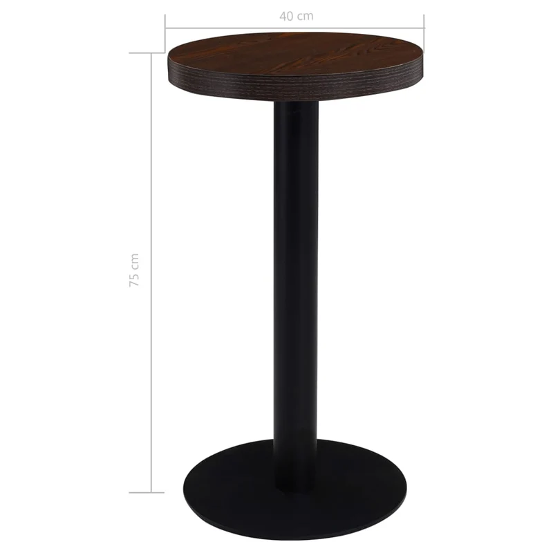 Table d'appoint auxiliaire table bistro dimaètre 40 cm MDF marron et acier noir DEC036571