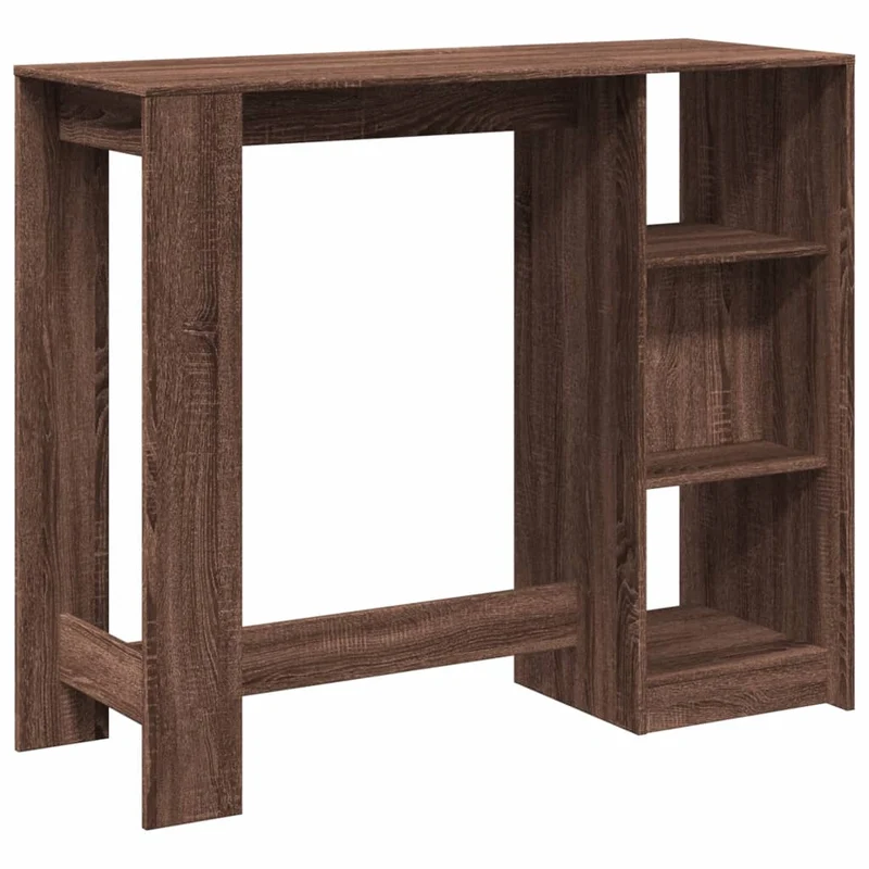 Table d’appoint multifonction avec étagère en bois d'ingénierie marron DEC036344