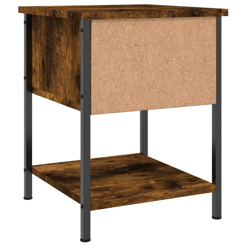 Lot de 2 tables de chevet avec tiroir et étagère 34 x 35,5 x 45cm bois d’ingénierie marron vieilli et fer DEC035799