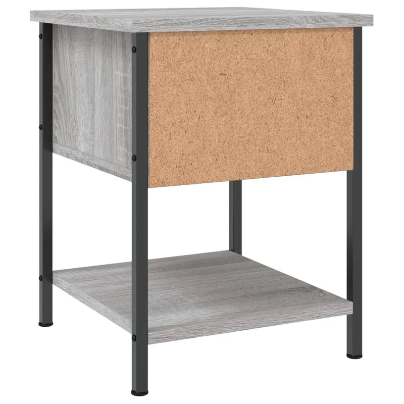 Lot de 2 tables de chevet avec tiroir et étagère 34 x 35,5 x 45cm bois ingénierie gris et fer DEC035647