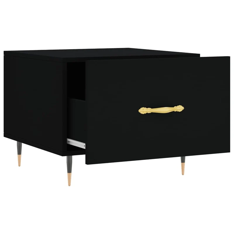 Table basse avec tiroir design moderne et contemporaine 50 x 50 x 40 cm bois d'ingénierie noir et fer DEC039663