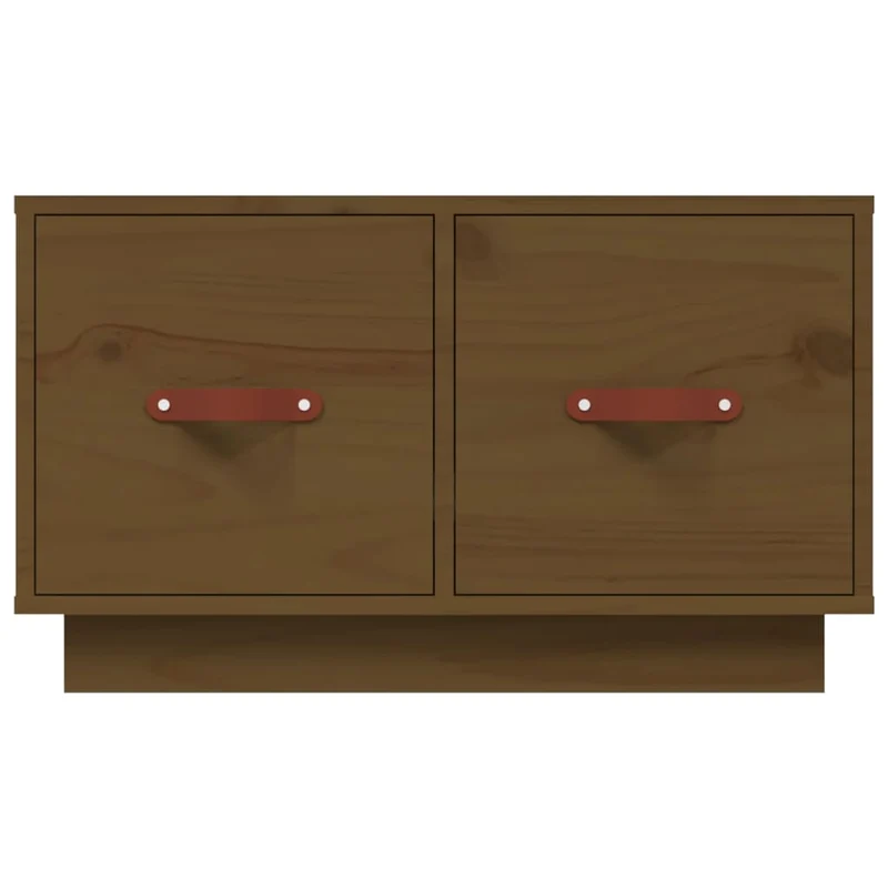 Table basse avec deux tiroirs design rustique moderne 60 x 53 x 35 cm bois massif de pin marron DEC039488