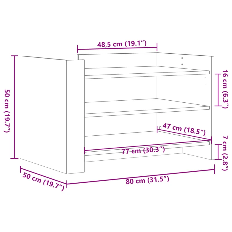 Table basse avec étagères design moderne 80 x 50 x 50 cm bois d'ingénierie gris DEC039343