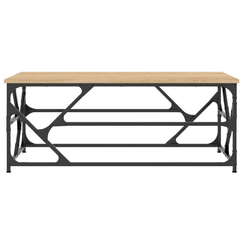 Table basse design industriel 100 x 50 x 40 cm bois d'ingénierie couleur chêne et fer DEC038858