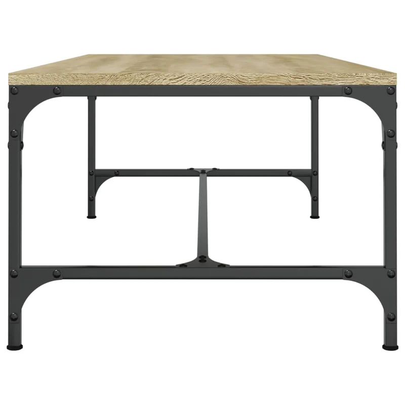 Table basse design industriel 100 x 50 x 35 cm bois d'ingénierie couleur chêne et acier DEC038852