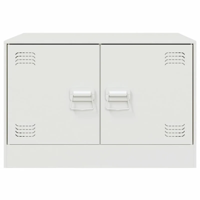 Table basse avec deux portes design industriel 67 x 50 x 44 cm acier blanc DEC037933