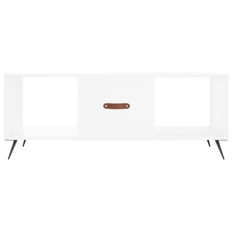 Table basse de salon avec 3 compartiments design moderne 102 x 50 x 40 cm bois d'ingénierie blanc et fer DEC037816