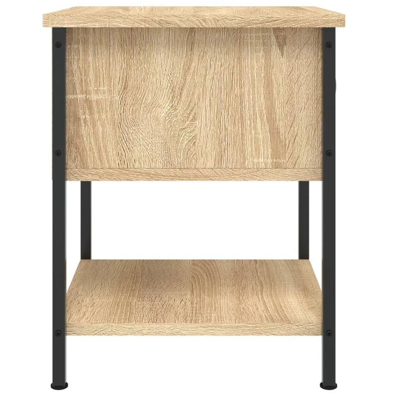 Lot de 2 tables de chevet avec tiroir et étagère 34 x 35,5 x 45 cm bois d'ingénierie couleur chêne et fer DEC035220