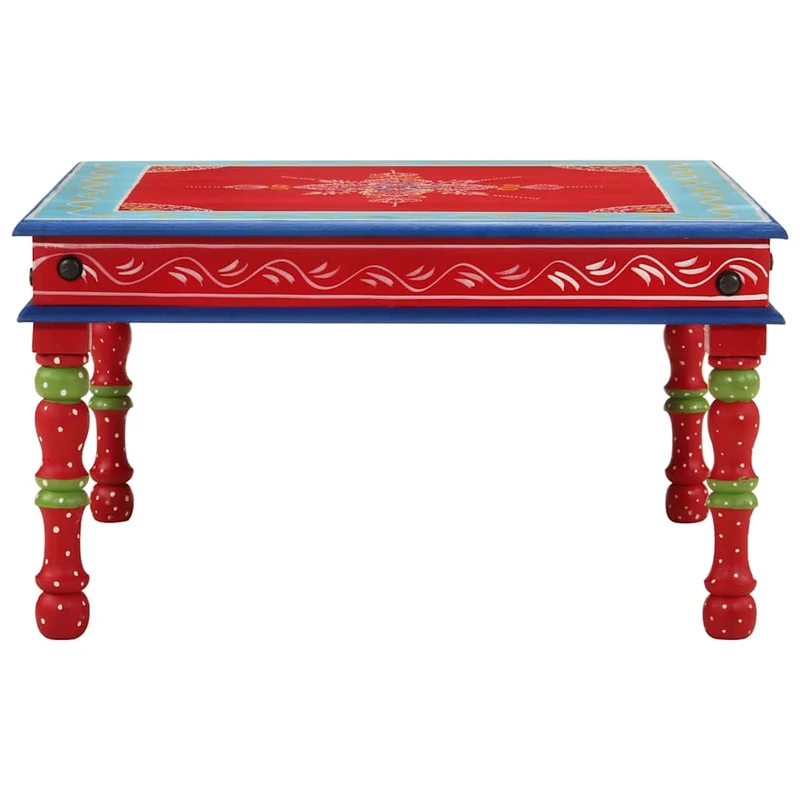 Table basse style artisanal et coloré en bois de manguier massif peint à la main Rouge DEC039919