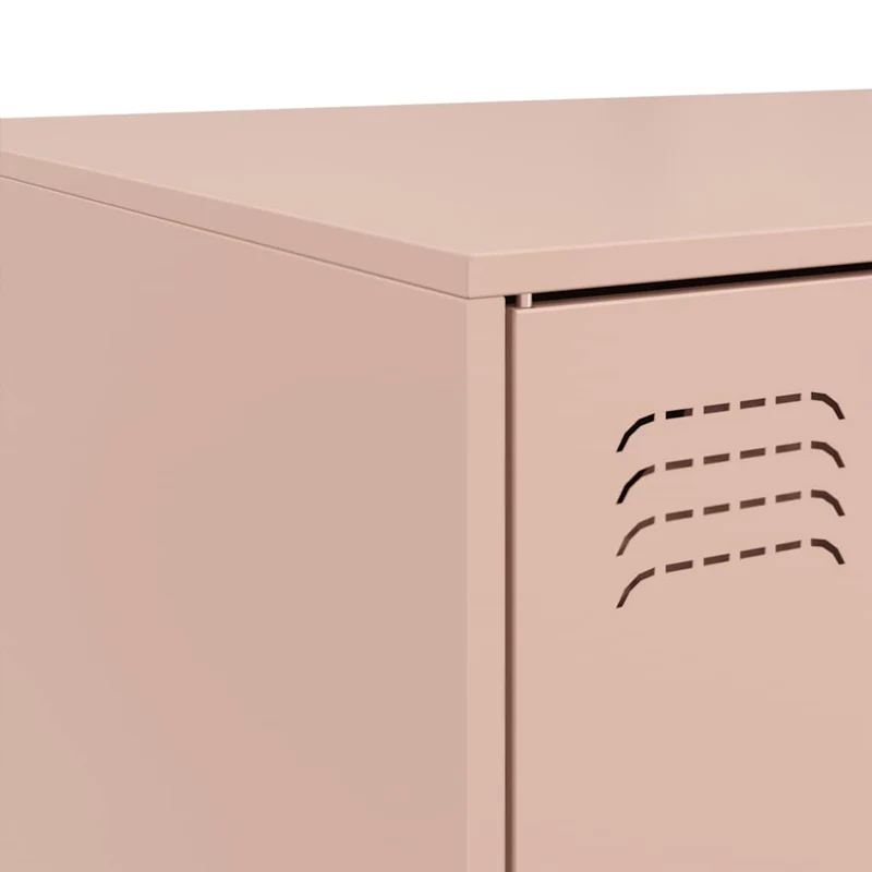 Table basse avec deux portes design industriel 67 x 50 x 44 cm acier rose DEC039914
